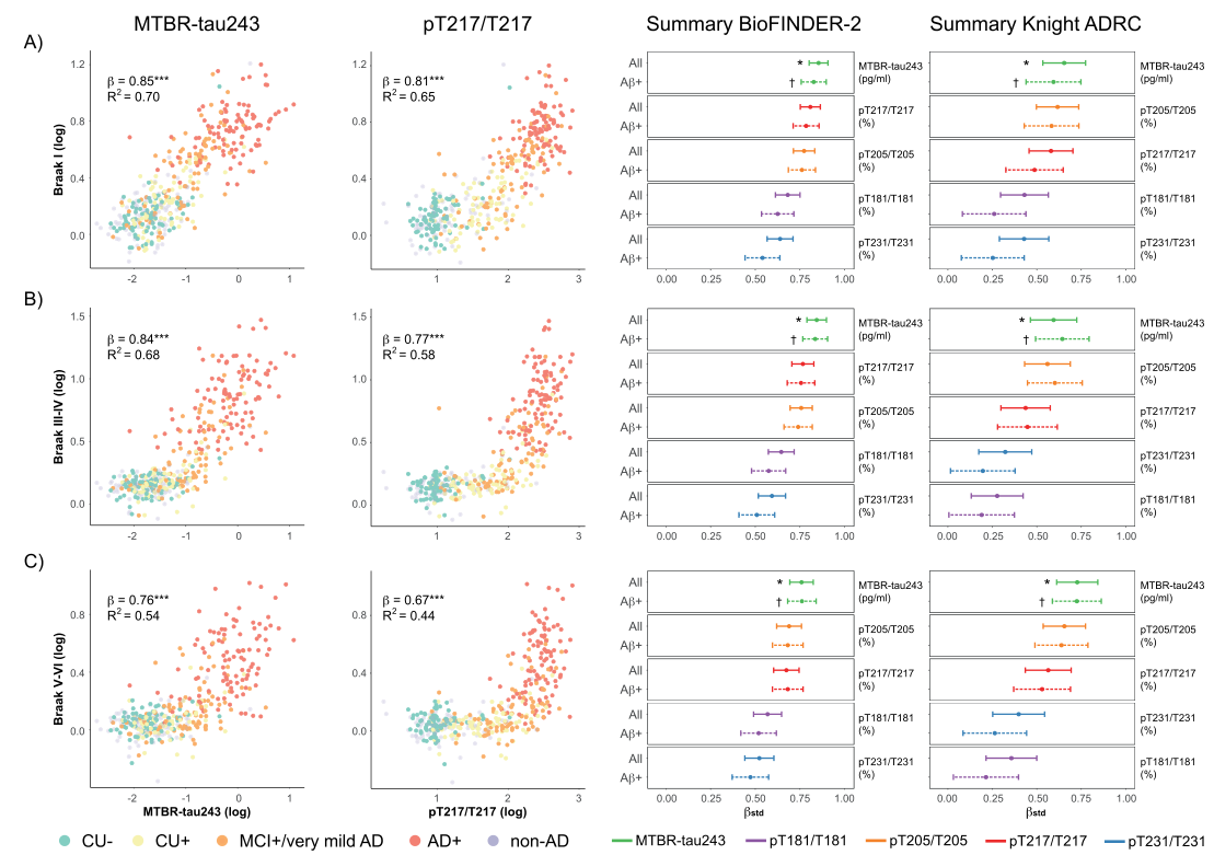 CSF生物標(biāo)志物與不同Braak區(qū)域tau-PET的相關(guān)性
